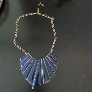 Navy blue bib necklace.